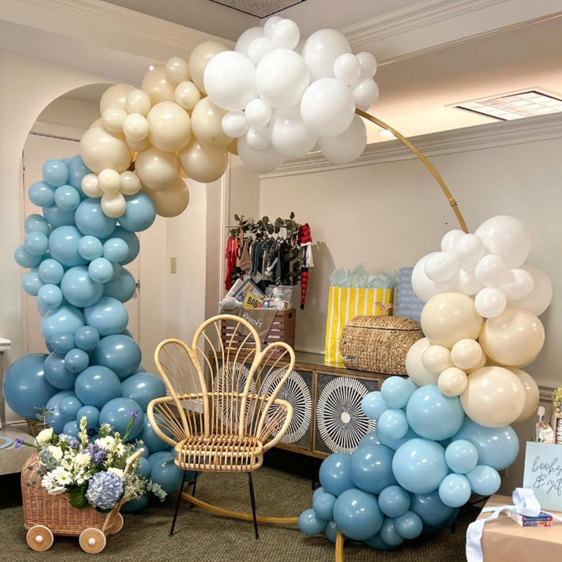 Froova Dusty Blue Balloons, 12 Inch Slate Baby Blue and Sand White Balloons for Boys Baby Shower Bridal Shower Engagement Wedding Birthday Party Decorations - Image 4
