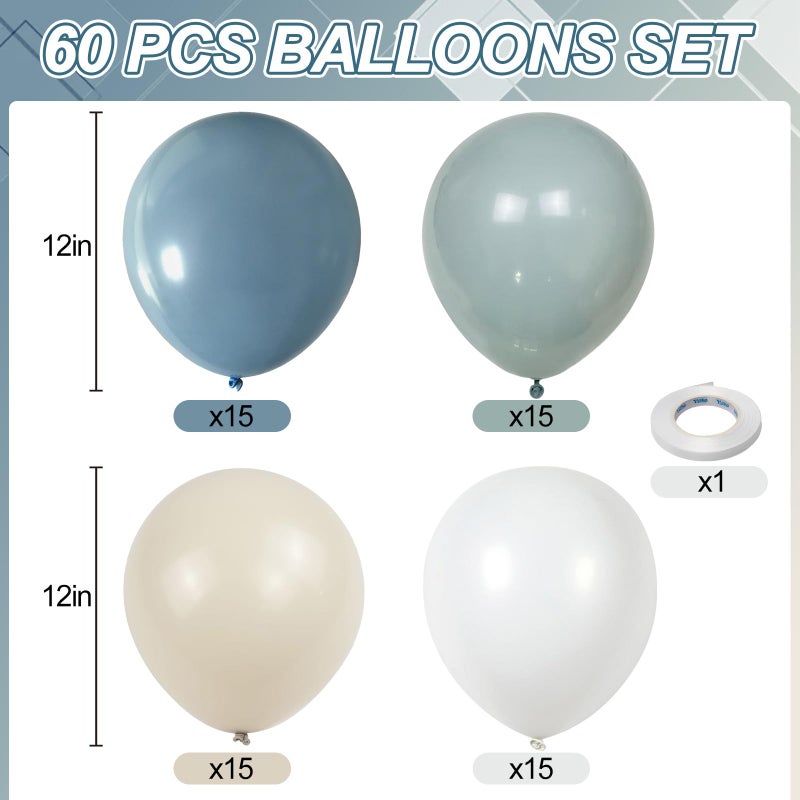 Froova Dusty Blue Balloons, 12 Inch Slate Baby Blue and Sand White Balloons for Boys Baby Shower Bridal Shower Engagement Wedding Birthday Party Decorations - Image 2