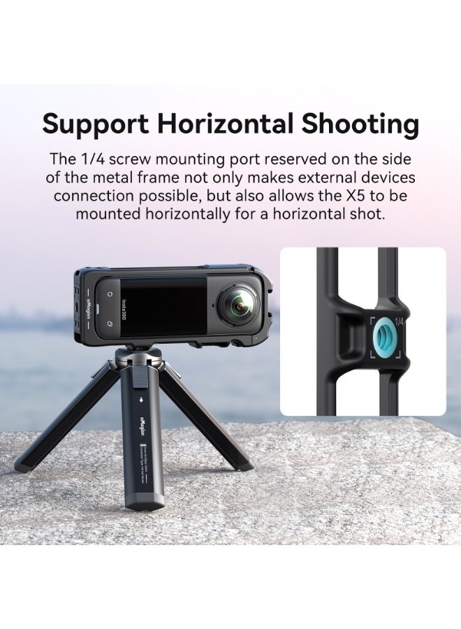 aMagisn إطار حماية بلاستيكي مغناطيسي لكاميرا Insta360 X5 من aMagisn – تركيب سريع بواجهتين حذاء بارد ومنفذ لولبي 1/4 بوصة، حامل تصوير مقاوم للصدمات - Image 3