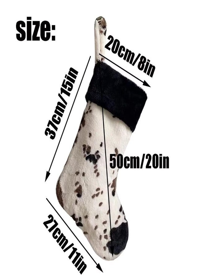 تشانيونيو جوارب عيد الميلاد من الفرو الصناعي على شكل بقرة من قطعتين من QIAONIUNIU، جوارب كبيرة مقاس 20 بوصة لعيد الميلاد، شجرة عيد الميلاد، المدفأة - Image 3