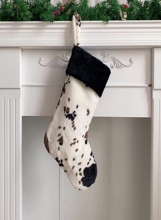 تشانيونيو جوارب عيد الميلاد من الفرو الصناعي على شكل بقرة من قطعتين من QIAONIUNIU، جوارب كبيرة مقاس 20 بوصة لعيد الميلاد، شجرة عيد الميلاد، المدفأة - Image 4