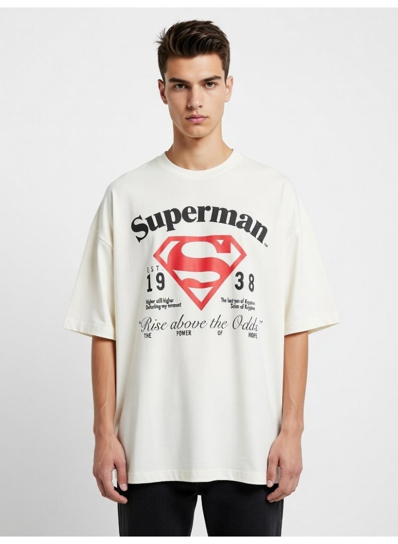 SUPERMAN MENS T-SHIRT OVERSIZE DROPPED SHOULDER T-SHIRT - Image 2