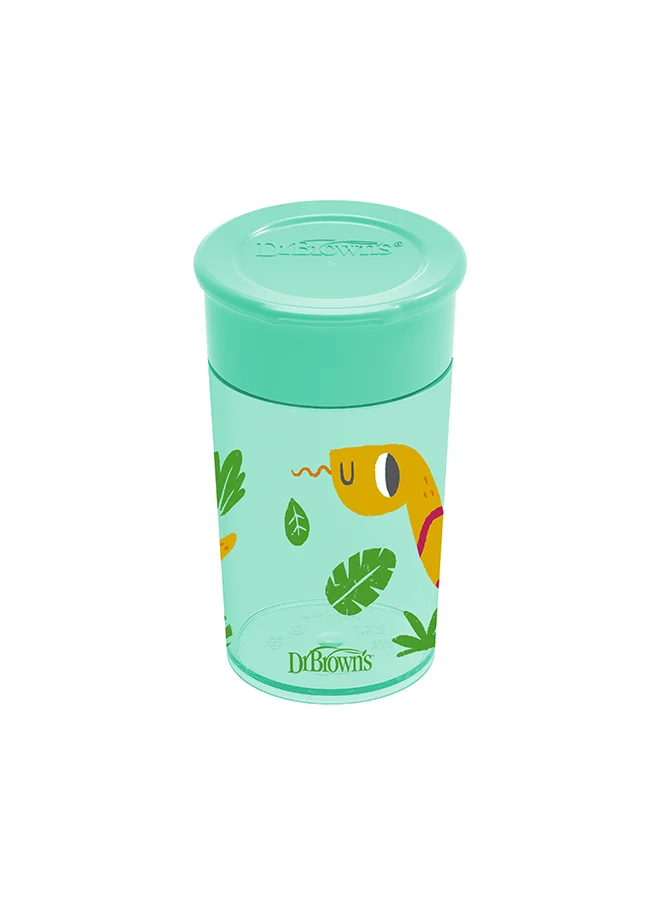 Dr. Brown’s Smooth Wall Cheers 360 Cup, 10 Oz/300 Ml, Green Deco (9M+), 1-Pack