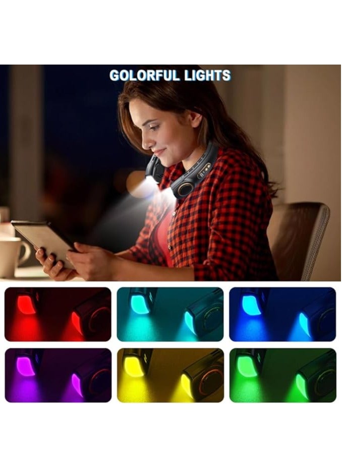 عام مكيف عنق، مروحة عنق محمولة بسعة 4000 مللي أمبير مع تدفق هواء بارد من خال بدون شفرات USB، شحن محمول، 5 سرعات، عرض LED، مروحة شخصية للسفر الداخلي والخارجي. - Image 4