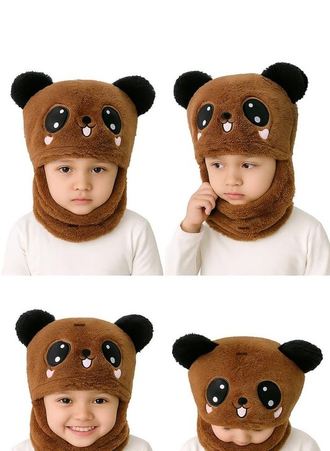 CHACKO Winter Woolen Kids Cap with Ear & Neck Protection | Panda Design Beanie Hat for Boys & Girls (Age 2-5 Years) - Brown, 1 Count - Image 5