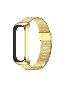 Three-bead Metal Stainless Steel Wristband For Galaxy Fit 2 Milanese Clasp Magnetic Suction Fitness Tracker Band-Color:Milan 04 Buckle-Gold