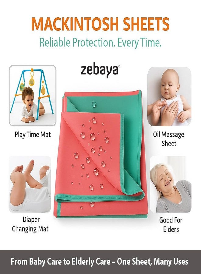 Zebaya Mackintosh Waterproof Rubber Sheet | Reusable Protective Mackintosh Sheet for Adults, Elderly & Babies | Dual Color, Skin-Friendly Oilcloth (Blue - Red, 1 x 2 Meter) - Image 2
