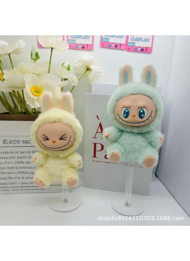 Generic - Rab Cloth Second Generation Doll Sitting Vinyl Party Plush Macaron Cute Doll Hand Key Chain Batch-Color:Happy - Light Purple-Height:15 - Image 1