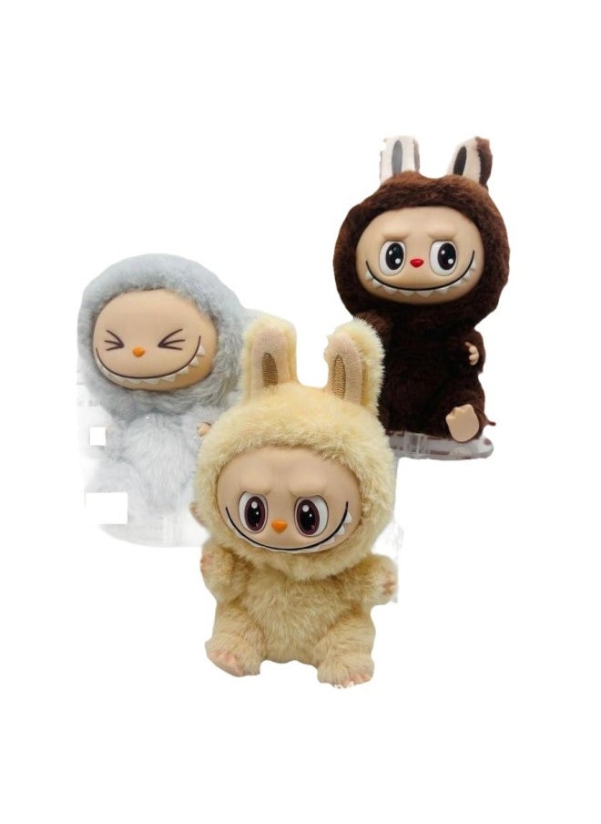 Generic - Rab Cloth Second Generation Doll Sitting Vinyl Party Plush Macaron Cute Doll Hand Key Chain Batch-Color:Happy - Light Purple-Height:15 - Image 1