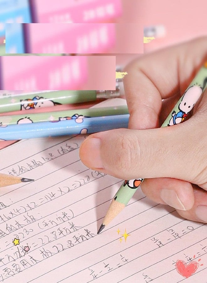 24 Pcs Pencil and Pack of 2 Cartoon Cutter Shaped Design Eraser Set for Birthday Return Gift (Pencil + Peace Cake) - Image 4