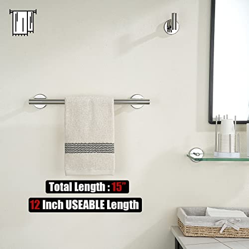 JQK Chrome Towel Bar, 15 Inch 304 Stainless Steel Thicken 0.8mm Towel Rack Bathroom, Towel Holder Polished Finished Wall Mount, Useable Length 12 Inch, TB110L12-CH - Image 3