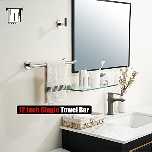 JQK Chrome Towel Bar, 15 Inch 304 Stainless Steel Thicken 0.8mm Towel Rack Bathroom, Towel Holder Polished Finished Wall Mount, Useable Length 12 Inch, TB110L12-CH - Image 5