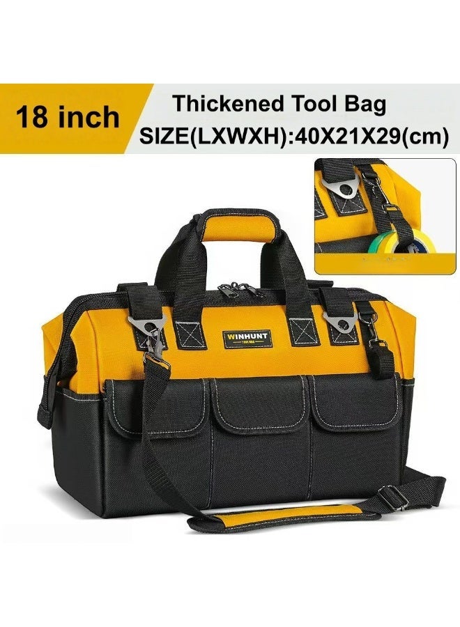 Tool Bag, 18 Inch Waterproof Hand Tools Organizer Bag, Oxford Cloth, Multiple Pockets, Great for Construction Electricians Carpentry and DIY Enthusiasts - Image 1
