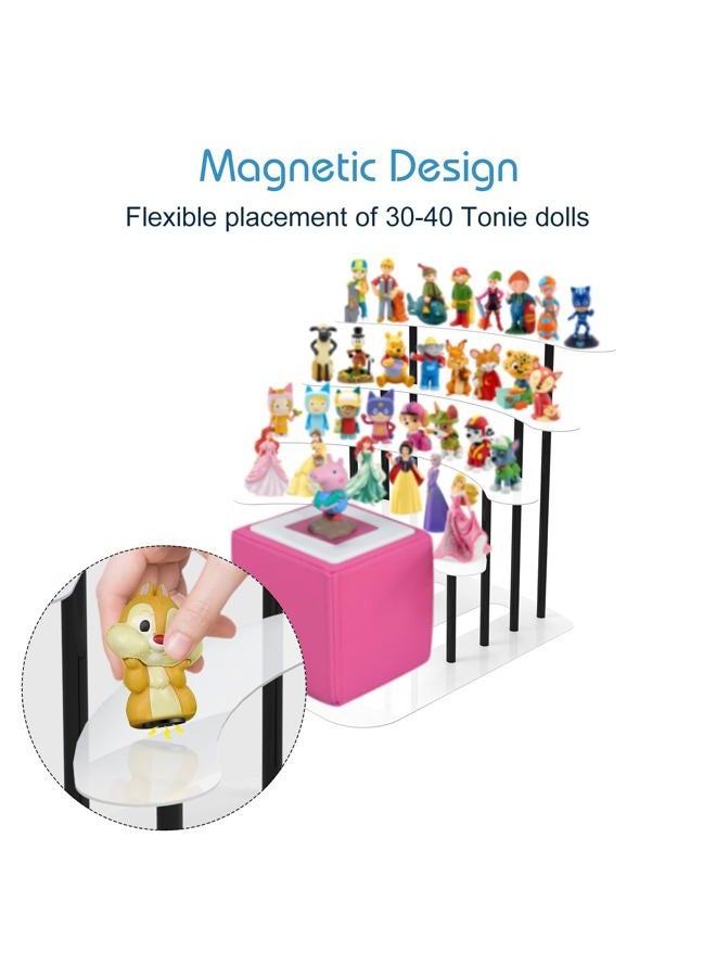 Riuog Metal Bracket for Toniebox,Desk Stand for Tonies Figures 20-30pcs Storage,Metal Display Stage for Toniebox Player,Children's Room Decorations and Gifts (White) - Image 3