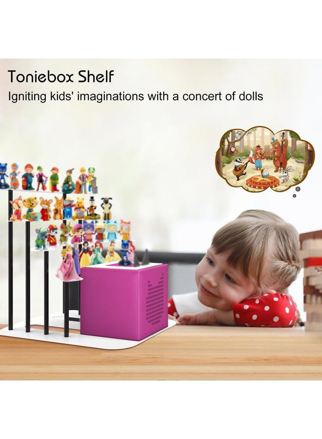 Riuog Metal Bracket for Toniebox,Desk Stand for Tonies Figures 20-30pcs Storage,Metal Display Stage for Toniebox Player,Children's Room Decorations and Gifts (White) - Image 5