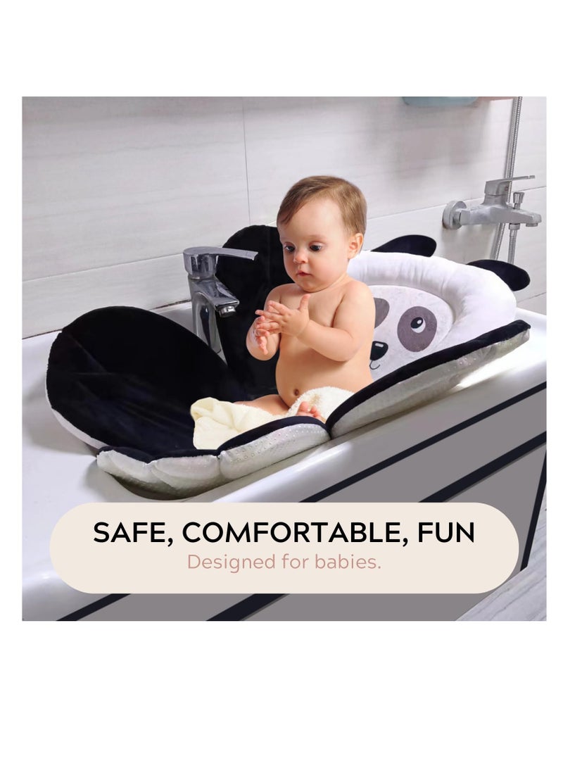 Excefore وسادة استحمام للأطفال في الحوض، وسادة باندا ناعمة لمقعد الاستحمام في الحوض، هدية أساسية للاستحمام للرضع حديثي الولادة، سوداء - Image 5