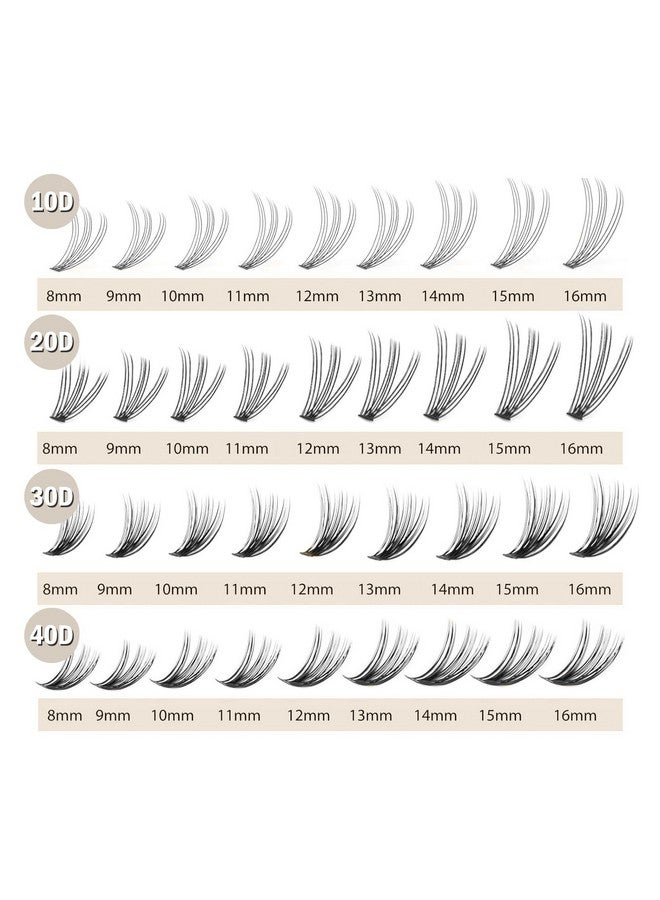 WONSIS Individual Lashes, Lash Clusters, 240 Pcs 10D Individual Lash Extensions, Natural Soft Lightweight Reusable, Thickness 0.07Mm C Curl False Eyelashes 8/9/10/11/12Mm (10D 8-12Mm) - Image 1