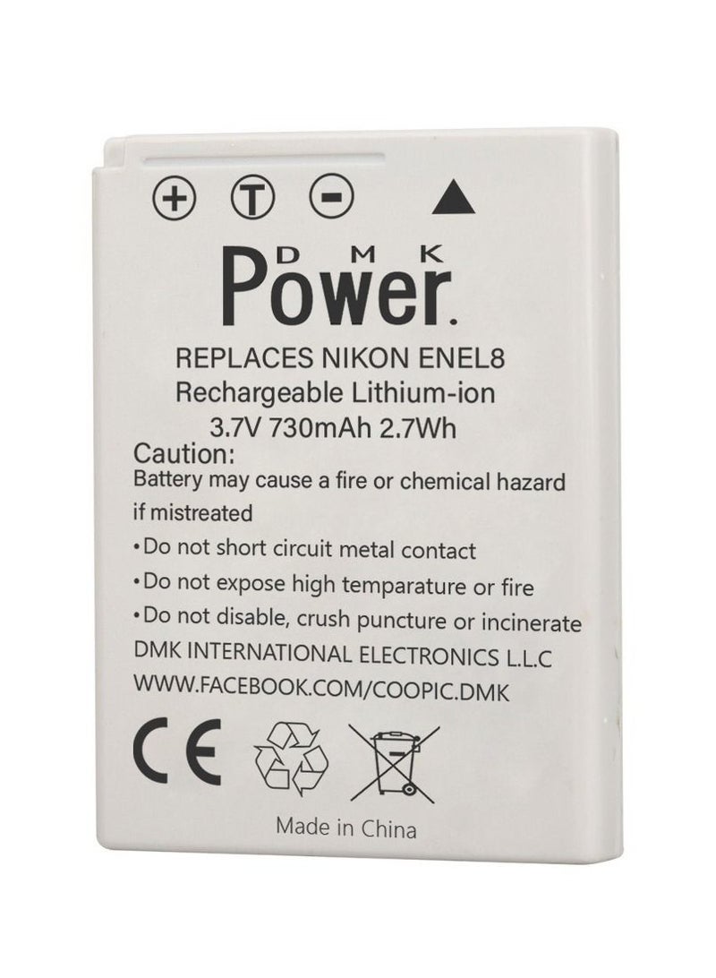DMK Power بطارية كاميرا DMK Power EN-EL8 بسعة 730mAh مع شاحن TC600C متوافق مع نيكون كولبيكس P1 P2 S1 S2 S3 S5 S6 S7 S7c كولبيكس S8 S9 S50 S51 S51c S52 S52c كول-ستايشن MV-11 MV-121 - Image 3