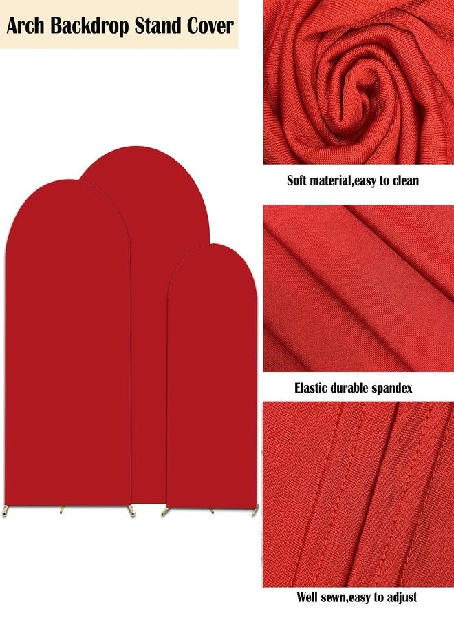 HAINARverS Set of 3 Wedding Arch Cover 6FT,6.6FT,7.2FT Spandex Fitted Stretchy Arch Stand Covers,2 Sided Round Top Chiara Backdrop Cover for Birthday Party Banquet Baby Shower Arch Decoration(Red) - Image 4