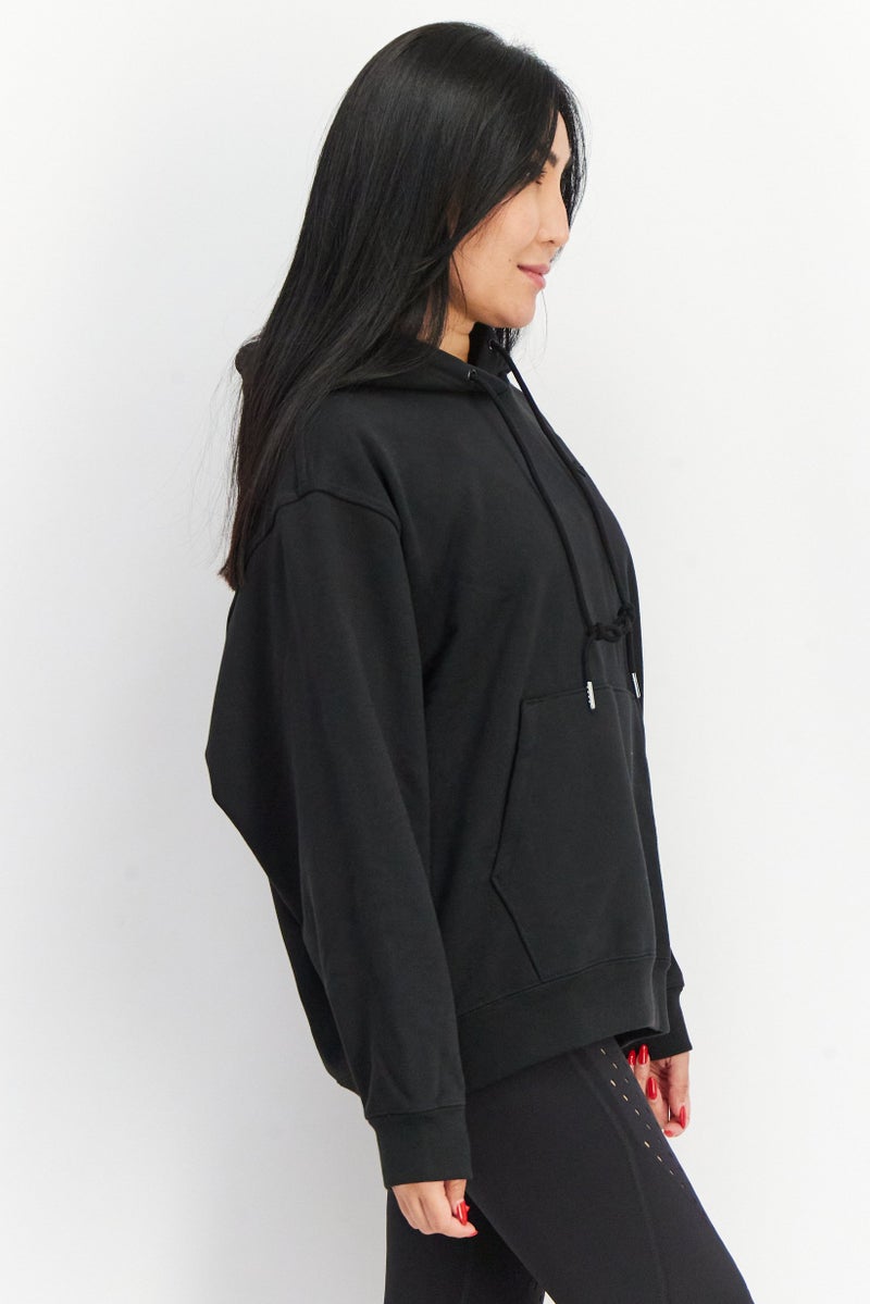 Adidas Women Sportswear Fit Hooded Long Sleeve Sweater, Black - Image 2