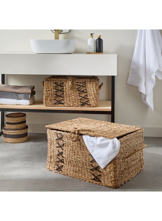 Home Box Naturaloom Stitch Rectangular Trunk with Iron Frame Inside 60 x 45 x 32 cm  - Image 5
