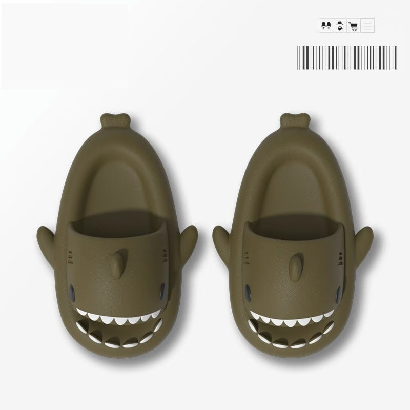 Chunky Sole Shark Couple Slippers Women's Squishy Sandals Men's Funny Indoor Outdoor Cute Cartoon Trendy Flip-Flops