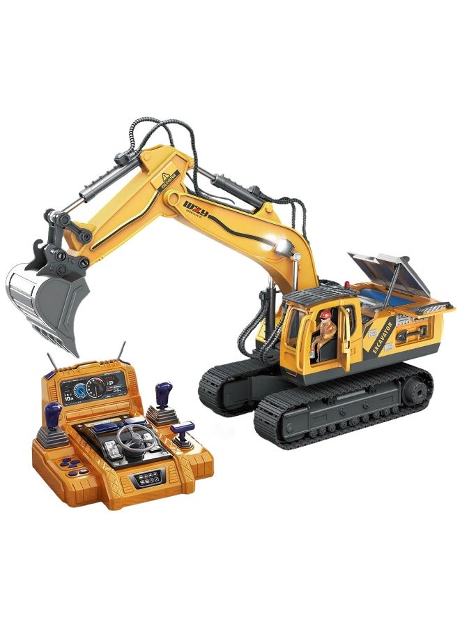 Remote Control Excavator Toy with Large Operation Console, 15-Channel 2.4GHz RC Construction Vehicle Digger for Kids & Adults Ages 8+, Die-Cast Metal Bucket Heavy Duty Crawler Truck, Birthday Gift - Image 1