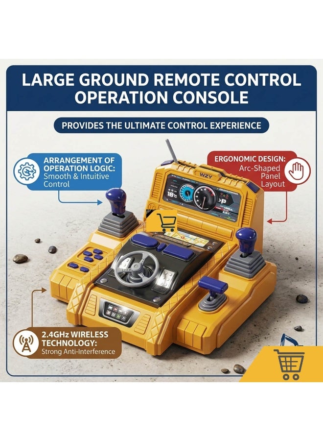 Remote Control Excavator Toy with Large Operation Console, 15-Channel 2.4GHz RC Construction Vehicle Digger for Kids & Adults Ages 8+, Die-Cast Metal Bucket Heavy Duty Crawler Truck, Birthday Gift - Image 4
