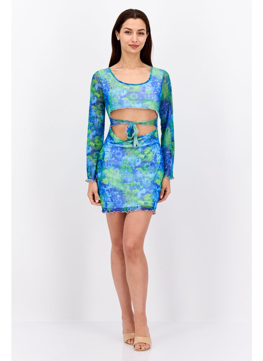 Daisy Street Women Allover Print Mini Dress, Green  - Image 4