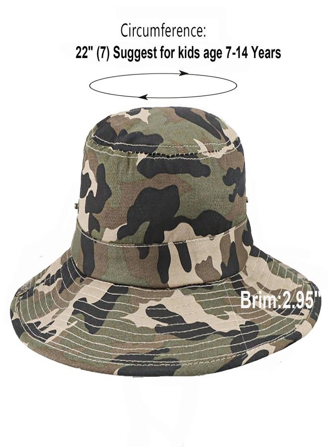 Pogah Kids Camouflage-Sun-Hat UV-Protection Camo-Boonie - with Chin-Strap Bucket Hat Outdoor Fishing for 5-14 Years Old (US, Age, 7 Years, 14 Years, Camo) - Image 2