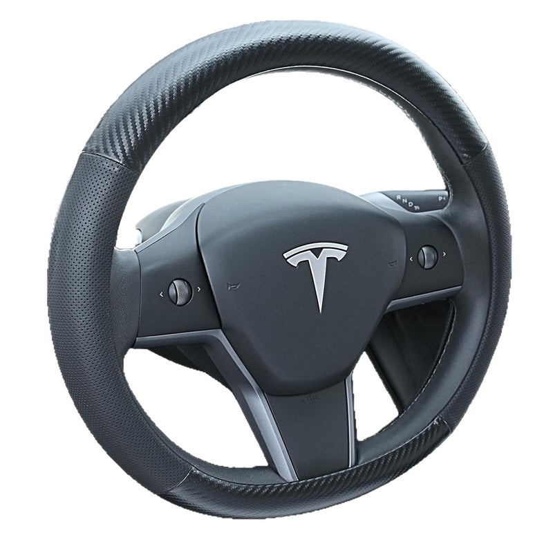 Anti-Slip Breathable Nappa Leather Steering Wheel Cover for Tesla Model 3/Y All-Season - Image 5