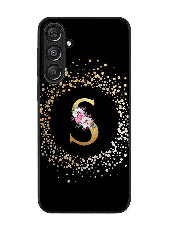 Stylizedd For Samsung Galaxy A16 / A16 5G Case,Slim fit Camera Protection, Shockproof Thin Phone cover - Custom Monogram Floral - S ( Black ) - Image 1