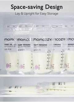 Momcozy Breastmilk Storing Bags, Temp-Sensing Discoloration Milk Storing Bags for Breastfeeding, Disposable Milk Storage Bag with 6 Ounce Self Standing, No-Leak Milk Freezer Storage Pouches  - Image 4