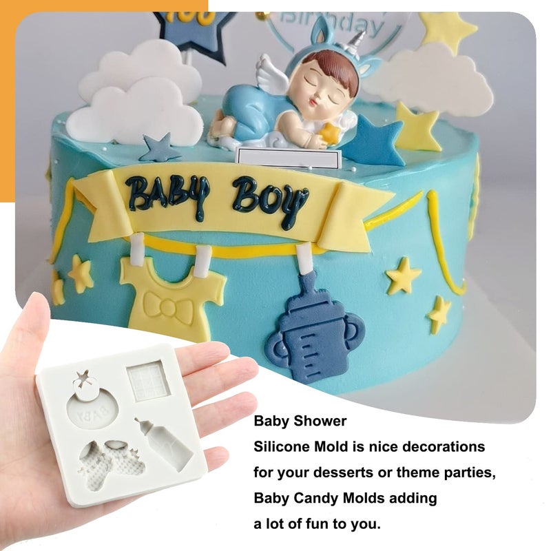 Sijiangmold Baby Silicone Mold Baby Shower Themed Cake Fondant Molds Baby Feet Baby Bottle Cradles Mold For Baby Birthday Cake Decorating Chocolate Gum Paste Polymer Clay Set Of 6 - Image 3