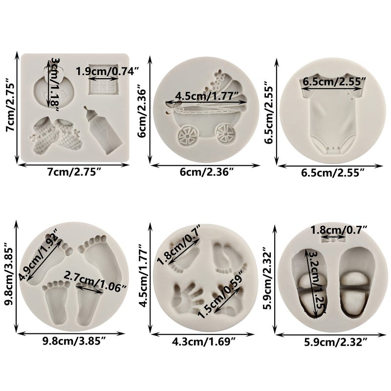 Sijiangmold Baby Silicone Mold Baby Shower Themed Cake Fondant Molds Baby Feet Baby Bottle Cradles Mold For Baby Birthday Cake Decorating Chocolate Gum Paste Polymer Clay Set Of 6 - Image 2