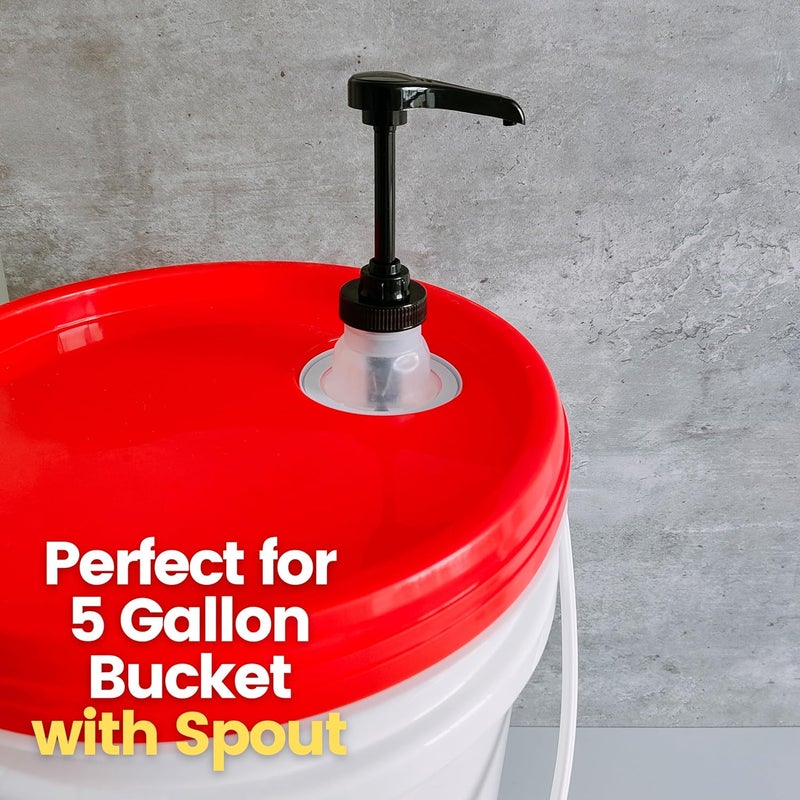 Ebun Pump for Gallon Jug & 5 Gallon Bucket, Leakproof Heavy Duty Pump Dispenser for Laundry Detergent, Shampoo, Soap, Oil, Snow Cone Syrup, Popcorn Butter, Commercial Household Industrial Use (2pc Black) - Image 2