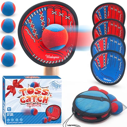 Wedopro Toss and Catch Ball Game Kids Toddler Baseball Glove Catch Ball Toys Outdoor Games for Family Toys for Beach Yard Pool Outside Birthday Easter Gift for Ages 3 4 5 6 7 812 Year Old Boys Girls - Image 1