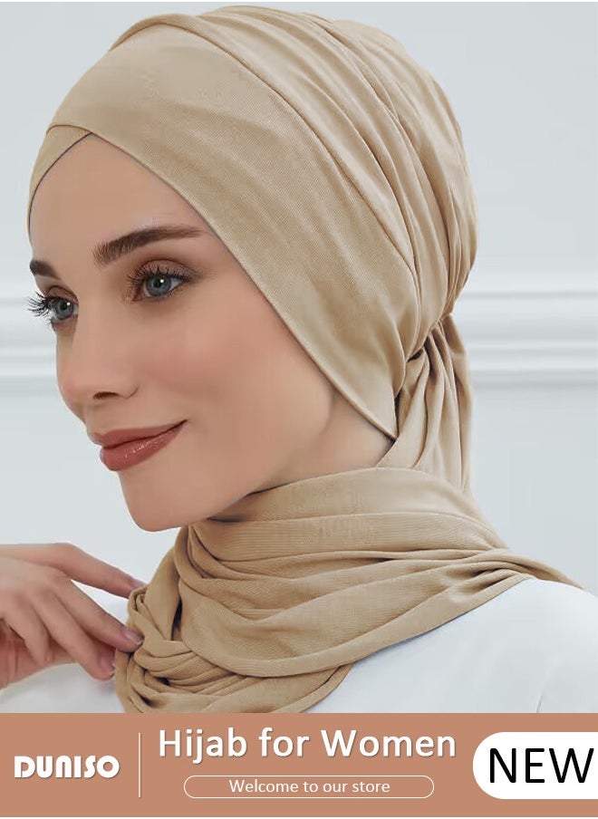 DUNISO Women Muslim Heardscarf Shawl Prayer Hijab Muslimah Arabia Turban Islamic Middle East Women Fashion Soft Hijab Long Scarf Wrap Scarves  - Image 1