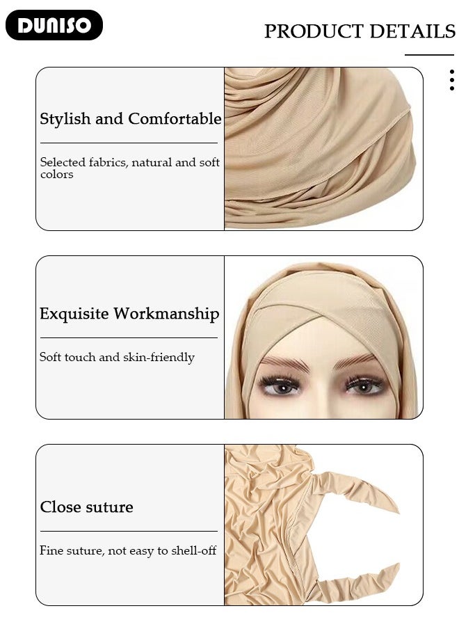 DUNISO Women Muslim Heardscarf Shawl Prayer Hijab Muslimah Arabia Turban Islamic Middle East Women Fashion Soft Hijab Long Scarf Wrap Scarves  - Image 2