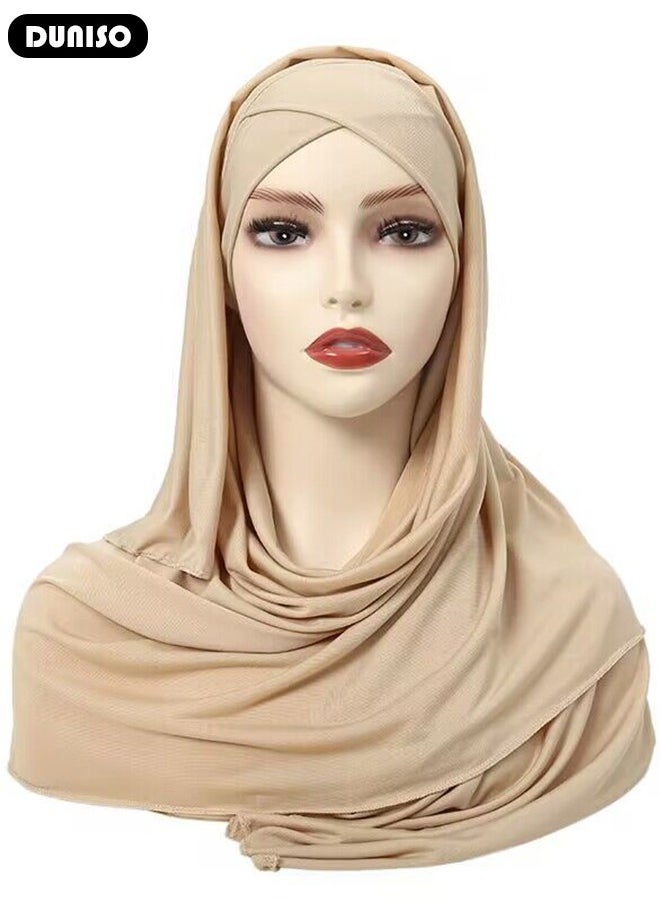 DUNISO Women Muslim Heardscarf Shawl Prayer Hijab Muslimah Arabia Turban Islamic Middle East Women Fashion Soft Hijab Long Scarf Wrap Scarves  - Image 3