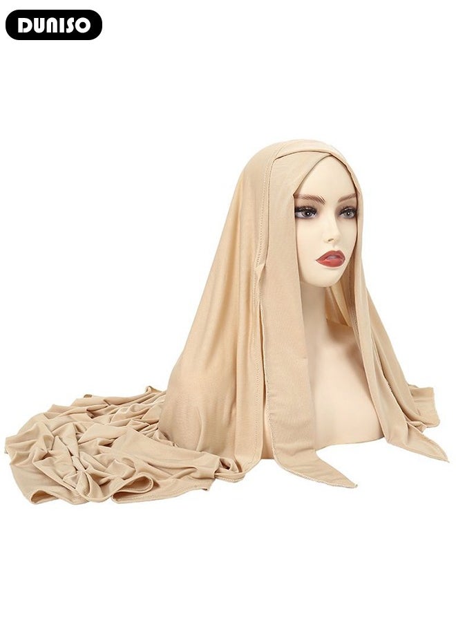 DUNISO Women Muslim Heardscarf Shawl Prayer Hijab Muslimah Arabia Turban Islamic Middle East Women Fashion Soft Hijab Long Scarf Wrap Scarves  - Image 4