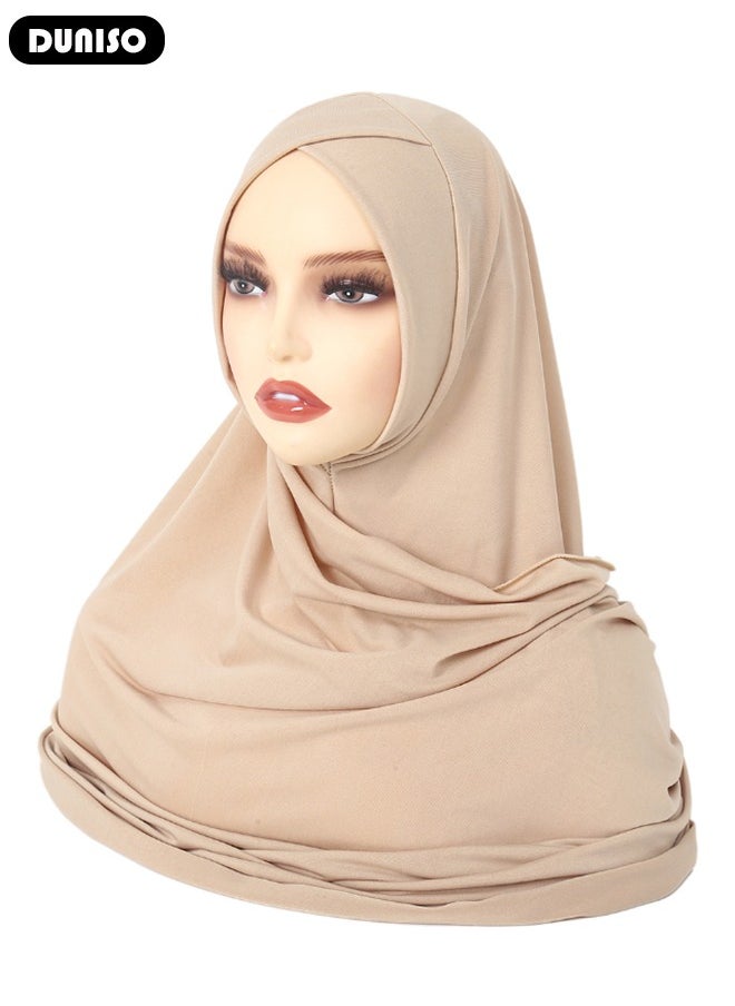 DUNISO Women Muslim Heardscarf Shawl Prayer Hijab Muslimah Arabia Turban Islamic Middle East Women Fashion Soft Hijab Long Scarf Wrap Scarves  - Image 5