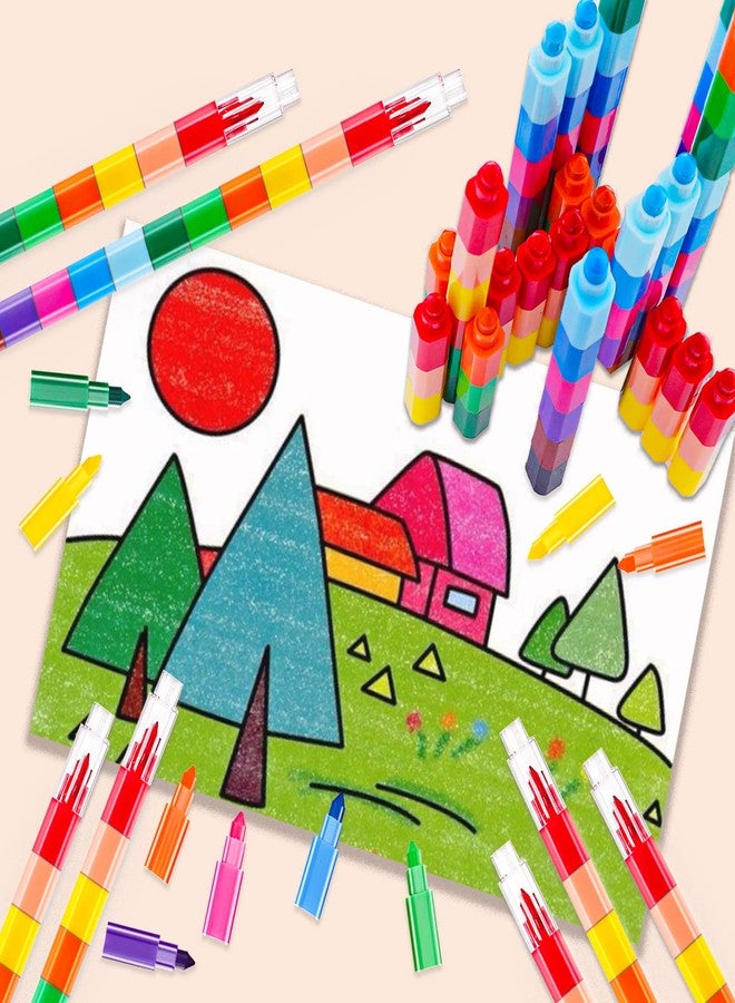 Extrapins 36 Pieces Colorful Stackable Crayons,12 Colors Stacking Crayons,Buildable Crayons for Drawing Coloring,Stacking DIY Crayons for Classroom Office School Supplies - Image 5