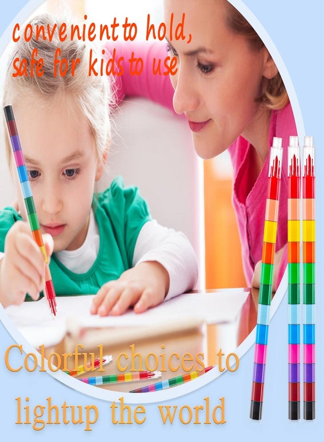 Extrapins 36 Pieces Colorful Stackable Crayons,12 Colors Stacking Crayons,Buildable Crayons for Drawing Coloring,Stacking DIY Crayons for Classroom Office School Supplies - Image 4