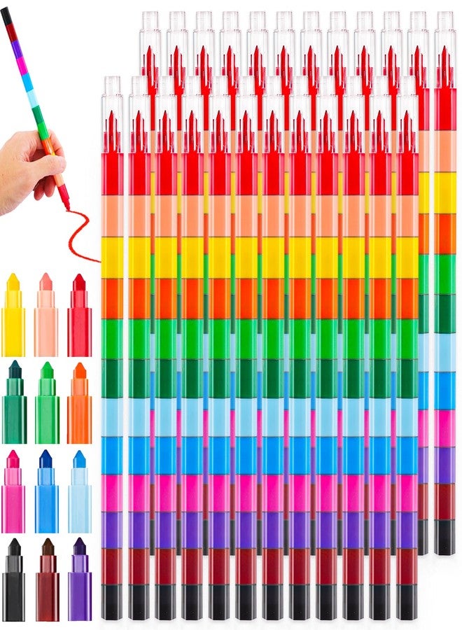 Extrapins 36 Pieces Colorful Stackable Crayons,12 Colors Stacking Crayons,Buildable Crayons for Drawing Coloring,Stacking DIY Crayons for Classroom Office School Supplies - Image 1