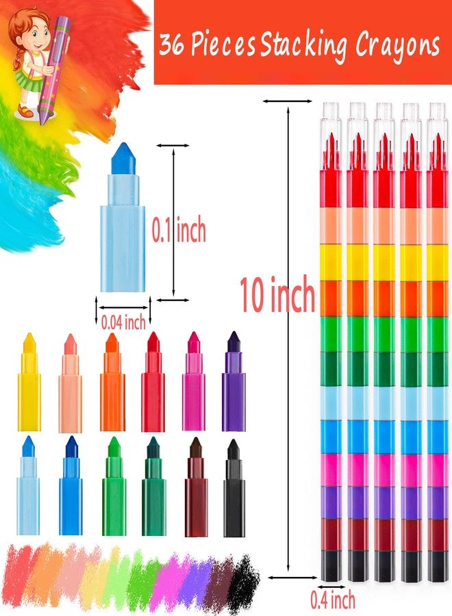 Extrapins 36 Pieces Colorful Stackable Crayons,12 Colors Stacking Crayons,Buildable Crayons for Drawing Coloring,Stacking DIY Crayons for Classroom Office School Supplies - Image 2
