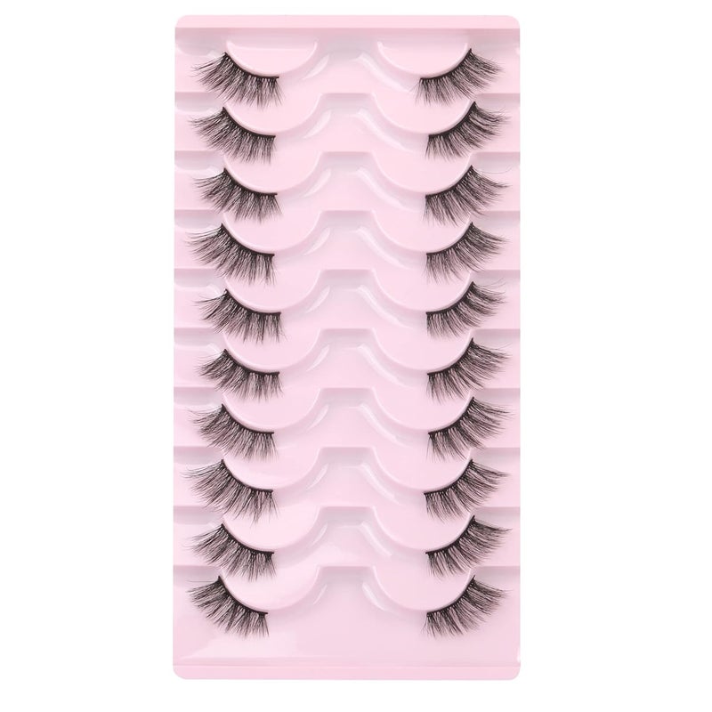 wiwoseo False Eyelashes Half Lashes Natural Wispy Fluffy Faux Mink Lashes DIY Extension Eyelashes 16MM Fake Eyelashes 10 Pairs Pack
