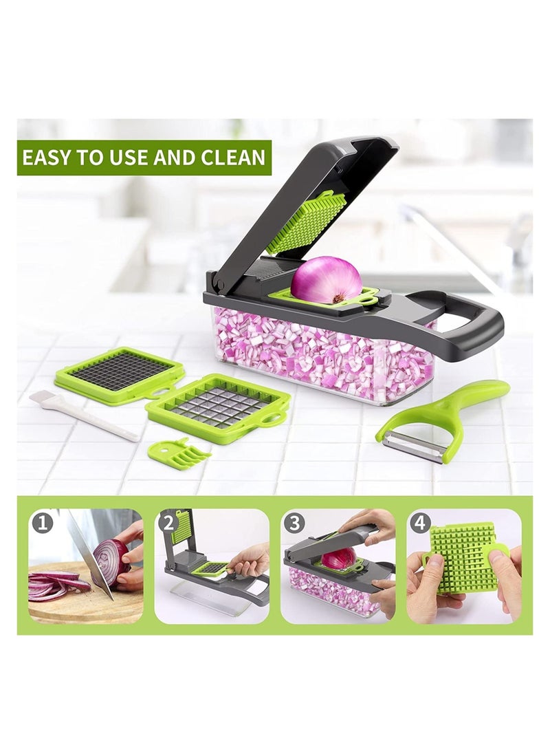 ELTRAZONE Vegetable Chopper,Senbowe Multifunctional 13-in-1 Food Choppers Onion Chopper Vegetable Slicer Cutter Dicer Veggie chopper with 8 Blades  - Image 4