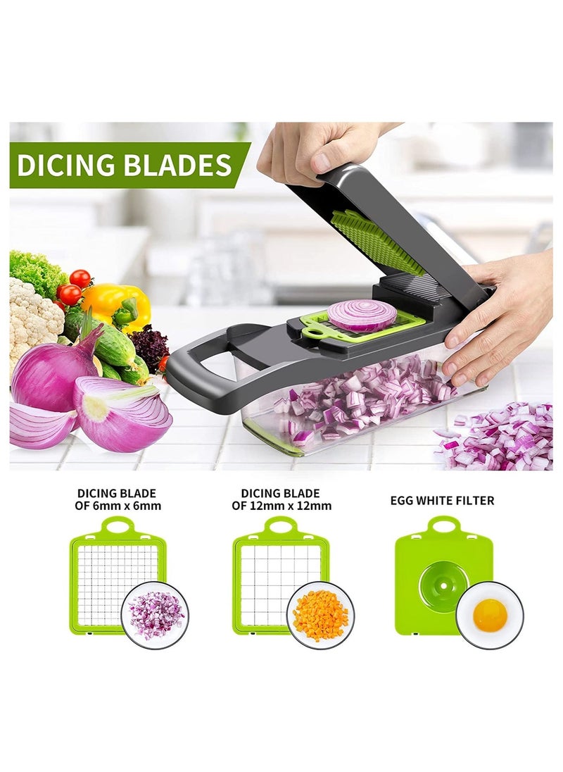 ELTRAZONE Vegetable Chopper,Senbowe Multifunctional 13-in-1 Food Choppers Onion Chopper Vegetable Slicer Cutter Dicer Veggie chopper with 8 Blades  - Image 3