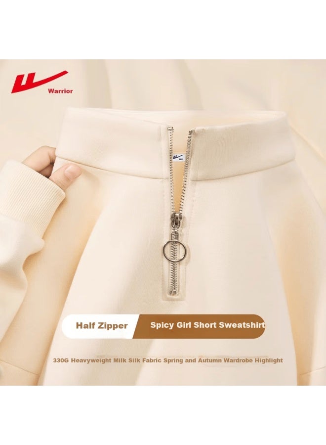 Warrior Half-zip Hoodie Women Loose Slim Short Jacket Pee Korean Style